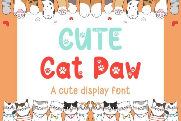 A Playful Display Font for Branding with Cute Cat Paw